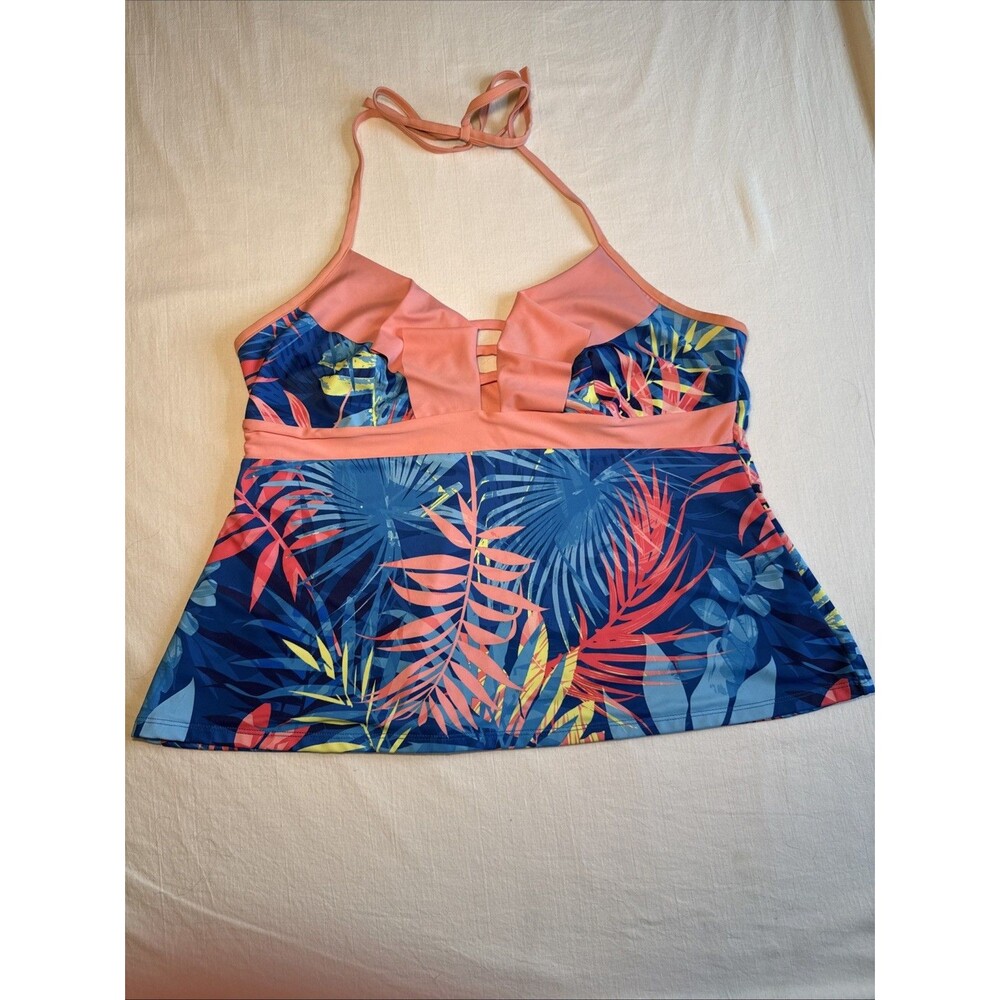 Peyton & Parker Swimwear Floral Tropical Halter Taking Top Plus Size 0x
